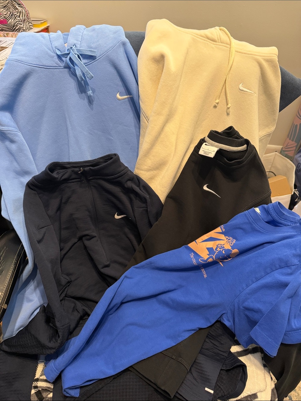 Nike Pullover Hoodies & Sweatshirts in Blue, Cream, Black